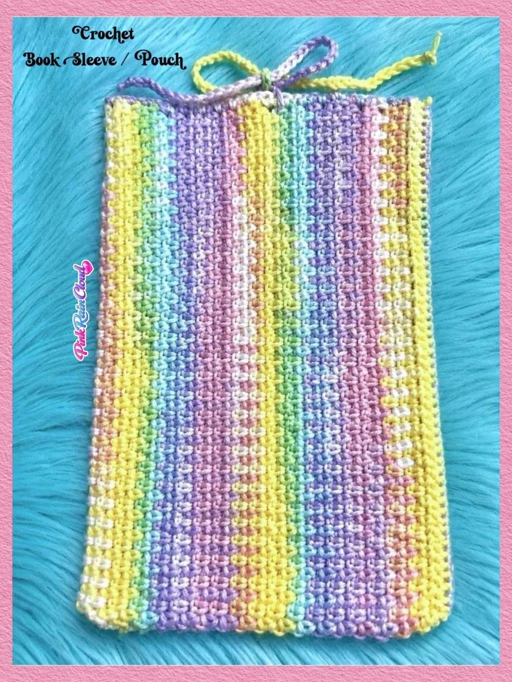 PinkRainCloud Handmade Pastel Crochet Book Pouch Sleeve Pouch Soft Textured